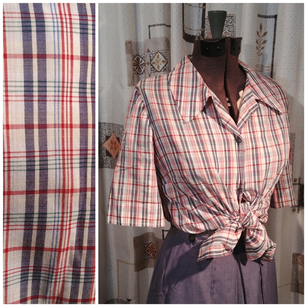 🤎 Vintage plaid cotton button up